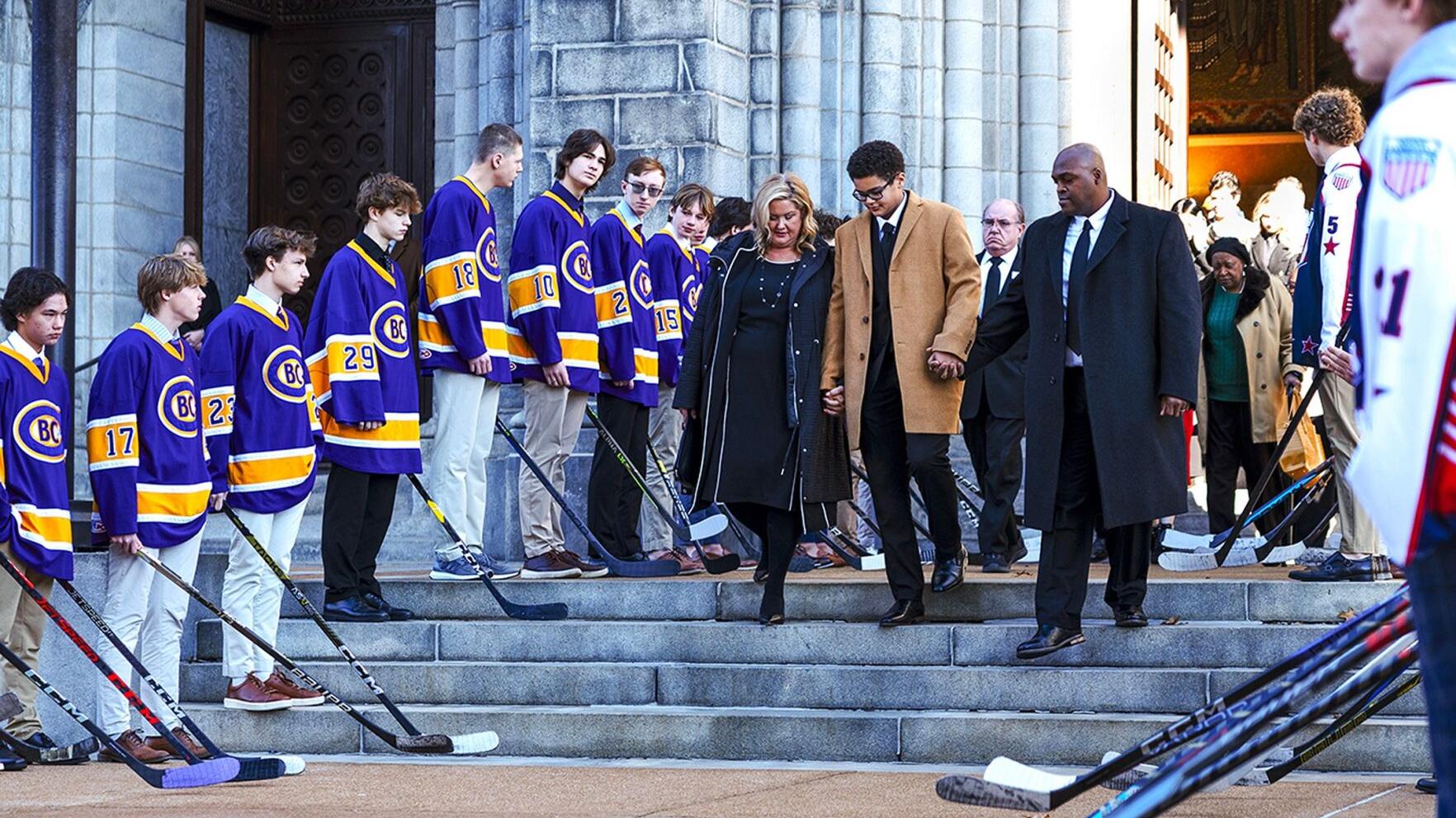 Video: Teammates and peers assemble at the funeral of CBC hockey player Colin Brown